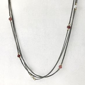 P40 halskde i oksyderet slv med guldbindinger