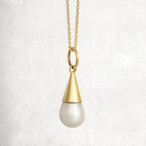 Guld vedhng med hvid perle