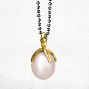 Halskde med organic sken/greb med rosa ferskvandsperle