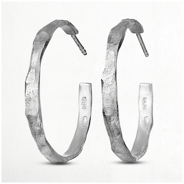 Store Organic sølv - Øreringe - G-Ring