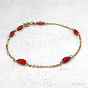 Guld ambnd med rde italienske koraler