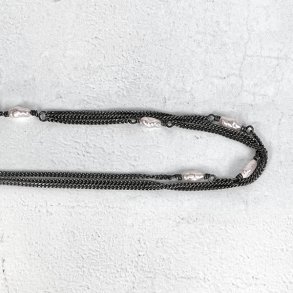 Oxyderet slv armbnd med perler