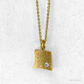 Kant guld vedhng med brillant